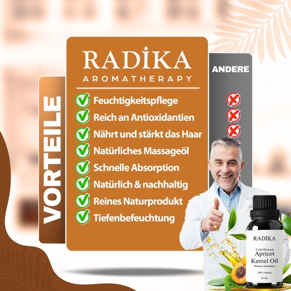 Apricot kernel oil, cold-pressed, 100% pure, organic, natural, 30 ml