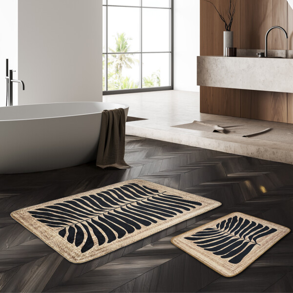 Miqna 2 parçalı kaymaz banyo paspası Set , yıkanabilir (60x100 ve 50x60 cm)