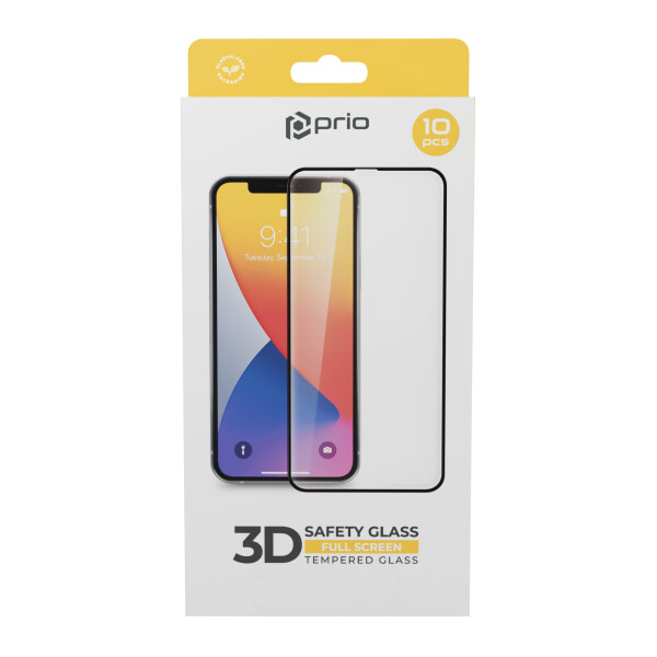 prio 10x 3D Tempered Glass Screen Protector for iPhone 17e/16e black