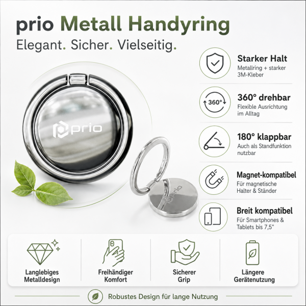 prio Metal Phone Ring glossy-silver