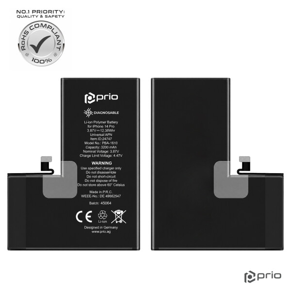 prio Diagnosable Battery for iPhone 14 Pro
