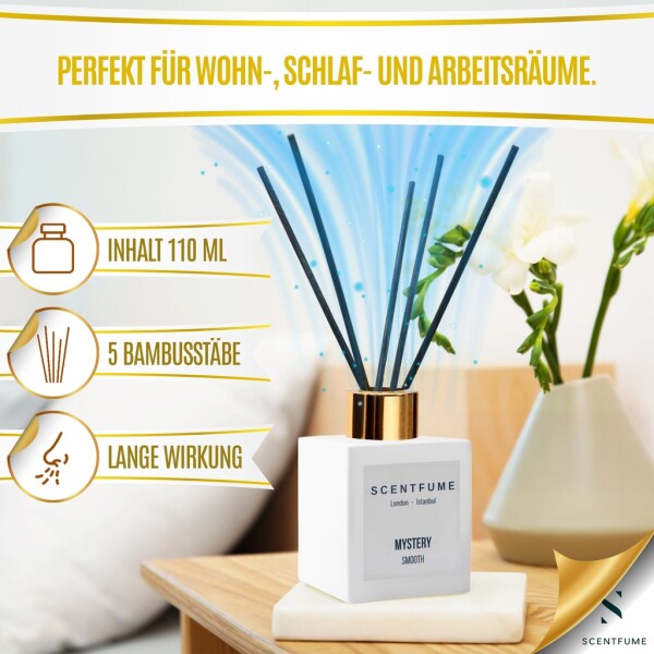 Fragancia para habitación con barra aromática y difusor, bergamota, cedro, ylang ylang, pachulí, 110 ml