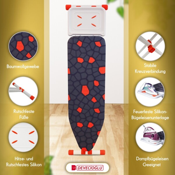 Ironing board, iron rest, ironing board cover 36X114cm, height 50-80cm, black