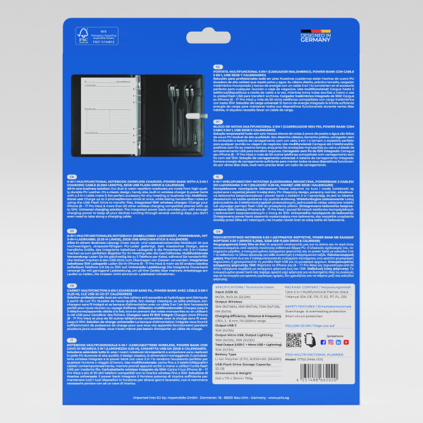 Prio 5v1 multifunkční notebook (powerbanka, nabíječka) černý
