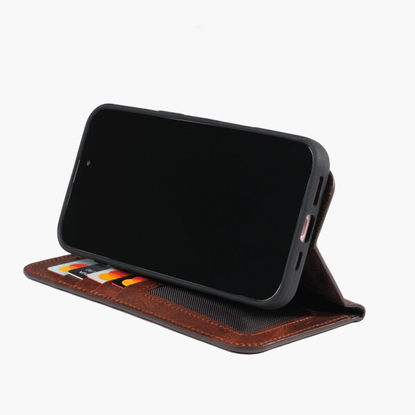 Funda de piel Wachikopa compatible con iPhone 16 con ranura para tarjetas
