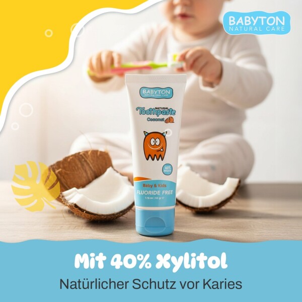 Babyton Natural Toothpaste Tropical Flavor, SLS/Fluoride/Paraben Free 50ml