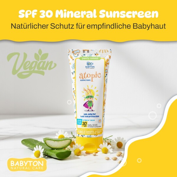 Babyton Mineral Sunscreen SPF 30 for Babies & Children – Sensitive Skin, Organic