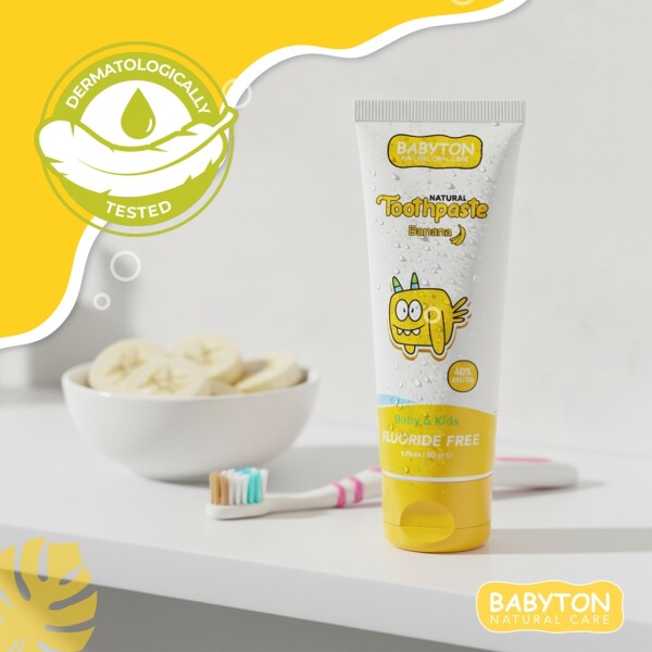 Babyton Natural Toothpaste Tropical Flavor, SLS/Fluoride/Paraben Free 50ml