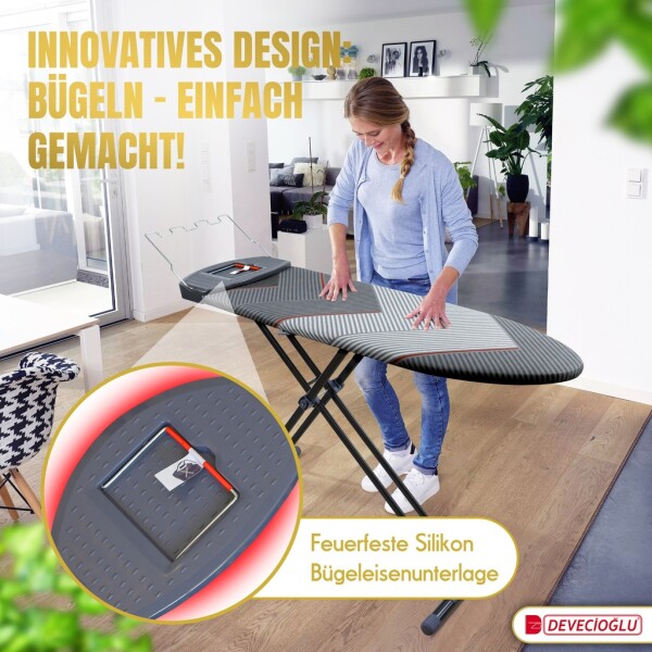 Tabla de planchar, soporte para plancha, funda para tabla de planchar 40x140cm, altura 68-90cm, gris