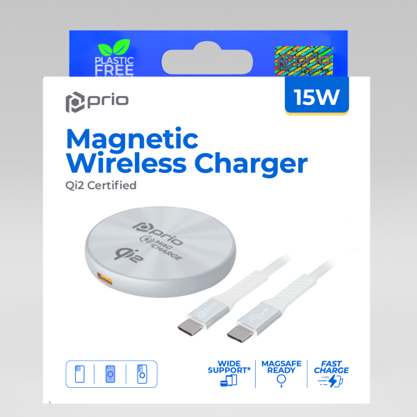 prio Chargeur magnétique sans fil MAG (USB C) argent