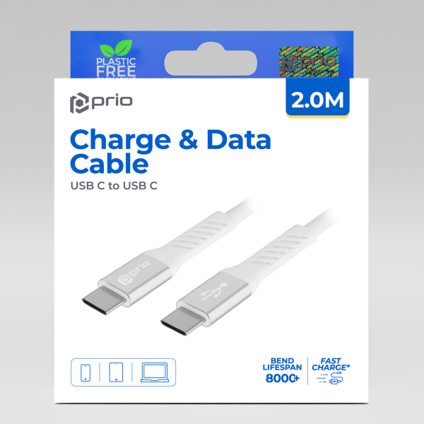 prio Charge & Data Cable USB C to USB C 2.0m white