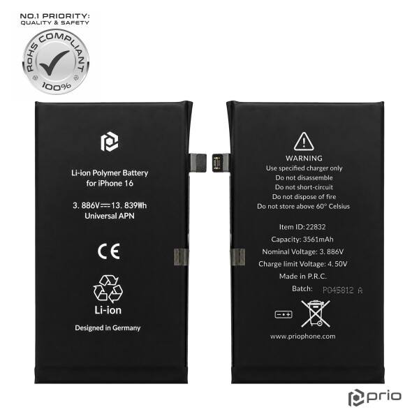 prio Battery for iPhone 16 (Universal APN)
