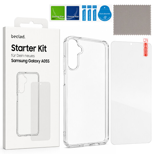 beclad. Kit de inicio (funda transparente + protector de pantalla) para Samsung Galaxy A05s transparente