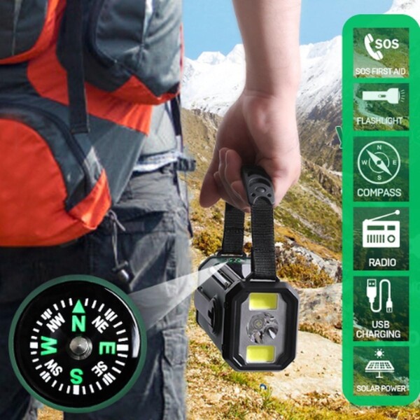 UFUZON Ishiva 10000mAh Emergency Solar Radio, Hand Crank and Battery Operated