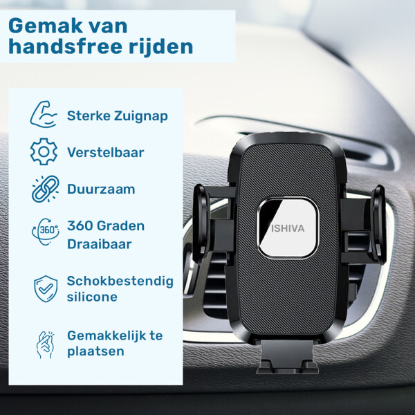 UFUZON Ishiva 3-in-1 Car Phone Holder with Strong Suction Cup