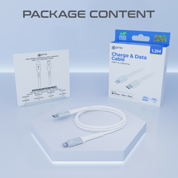 prio Charge & Sync USB C to Lightning Cable MFi certified 1.2m white