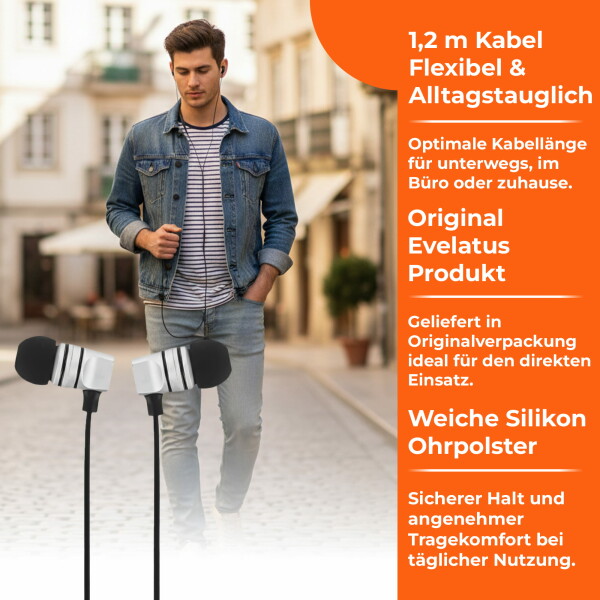 Evelatus EEP01 Kabelgebundene Headset / In-Ear-Kopfhörer mit Mikrofon – Schwarz