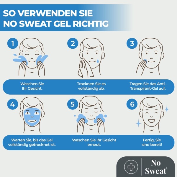 2 pieces No Sweat Antiperspirant Gel 50ml - Strong against sweating on the face, neck, and throat