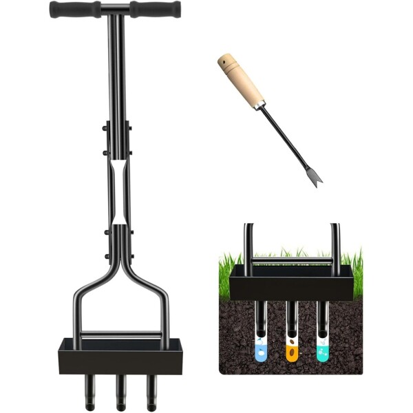 Kedoxi Manual Lawn Aerator 3 Tines, 38in Aerator for Garden & Yard