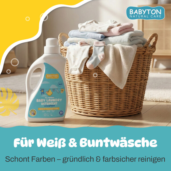 Babyton Baby Laundry Detergent 1000ml | gentle, liquid, 35 washes, safe for babies