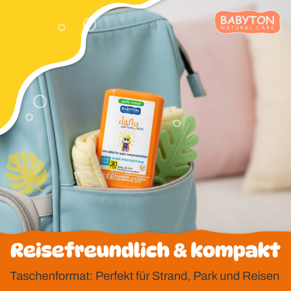 Babyton Kids Sunscreen Stick SPF 30 | Organic, Hypoallergenic, Coconut, Water-resistant