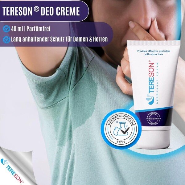 Tereson® Deo Cream 40ml, Perfume-free, Long-term protection underarms