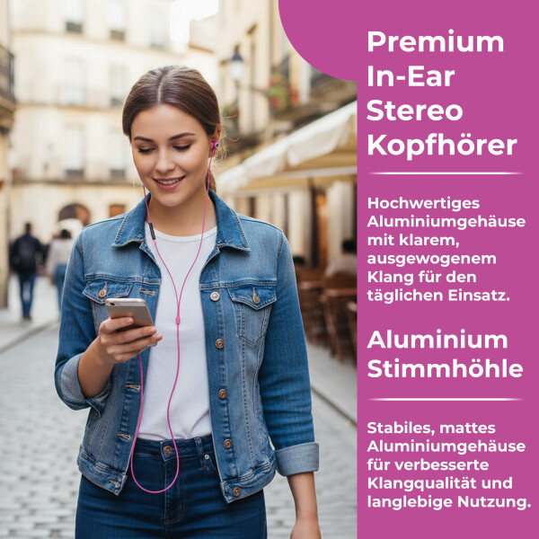 Hoco EPV02 In-Ear Stereo Headset /Kopfhörer hot pink