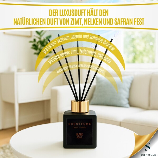 Room fragrance with scented sticks, violet, jasmine, black orchid, cinnamon - 110 ml