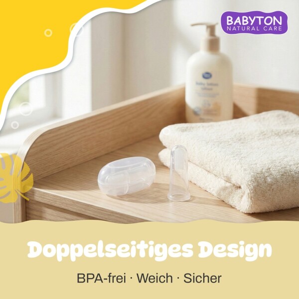 Babyton Silicone Finger Toothbrush for Babies, Double-Sided, BPA-Free, Soft