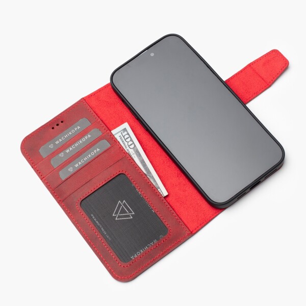 Wachikopa Leather Case for iPhone 14 Plus Card Slot &amp;amp; Stand Function