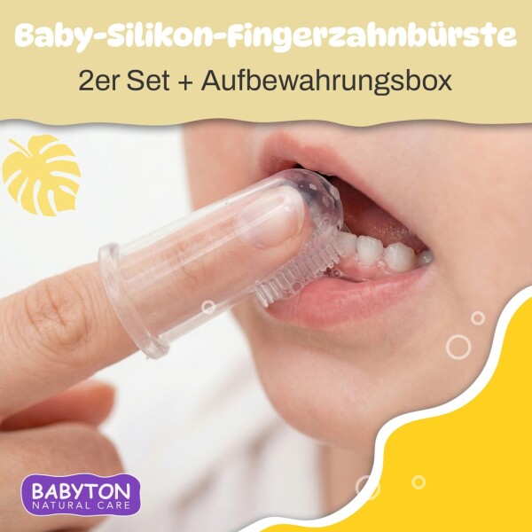 Babyton Silicone Finger Toothbrush for Babies, Double-Sided, BPA-Free, Soft