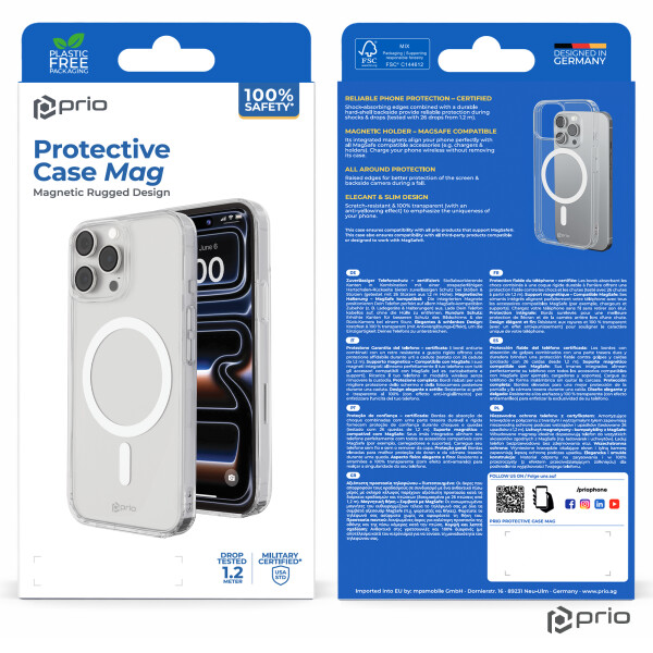 Etui ochronne prio MAG do iPhone'a 17 Pro przezroczyste [Nowy design]