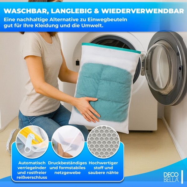 Zippered laundry bag Set 3, 40x60cm, 35x50cm, 30x40cm, laundry net