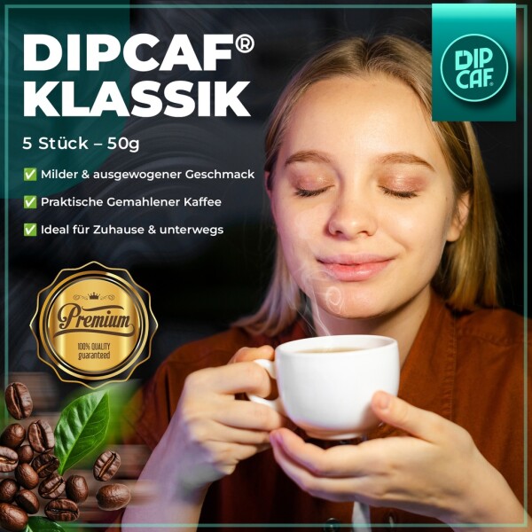 Paquete de 5 bolsitas de café Dipcaf® | Café de filtro suave en bolsita – Set de regalo de 50 g