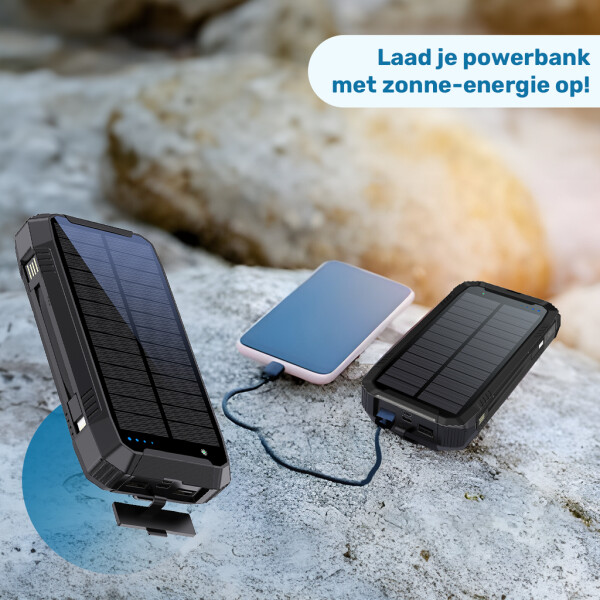 UFUZON Ishiva Solar Power Bank 30000mAh, Wireless Qi 22.5W QC 3.0 USB-C