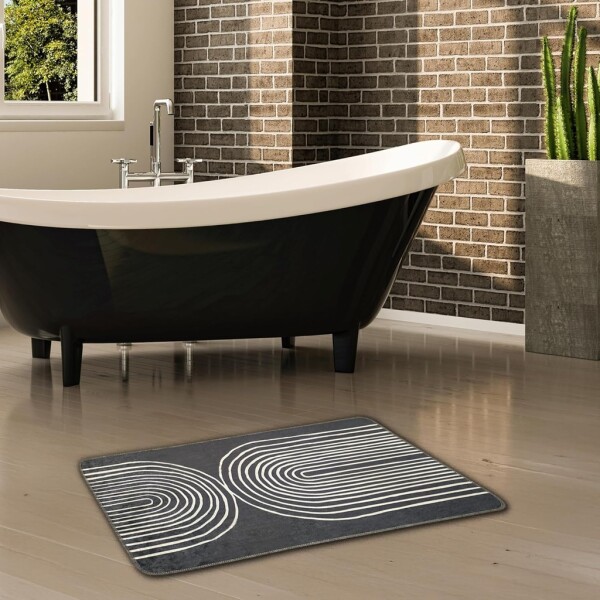 Miqna 2-piece non-slip bath mat Set , washable (60x100 &amp;amp; 50x60 cm)
