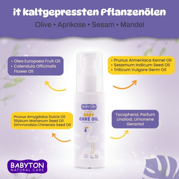 Babyton Baby Care Oil 50 ml | Natural Calendula-Apricot Oil for Sensitive Skin