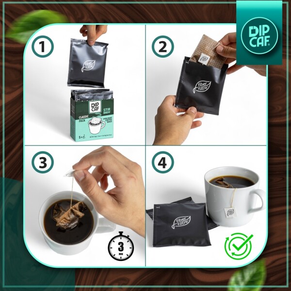Dipcaf® coffee bags 10 pieces (Power and Classic) | Mild filter coffee in a bag