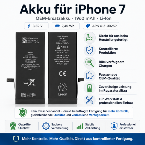 Akku für iPhone 7 (APN: 616-00259)