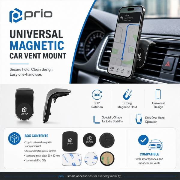prio universelle magnetische KFZ-Halterung für Mobiltelefone | Handyhalterung , Auto Halter