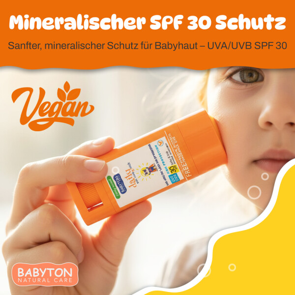 Babyton Kids Sunscreen Stick SPF 30 | Organic, Hypoallergenic, Coconut, Water-resistant