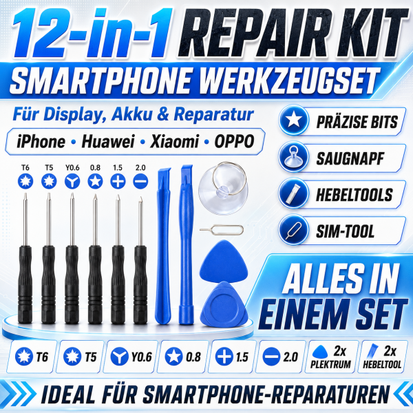 Outils d'ouverture d'écran LCD 10 en 1 pour iPhone/ Huawei /Xiaomi/OPPO