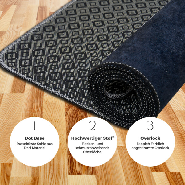 miqna Kitchen Rug, Non-Slip Kitchen Runner, Washable Kitchen Carpet, Black