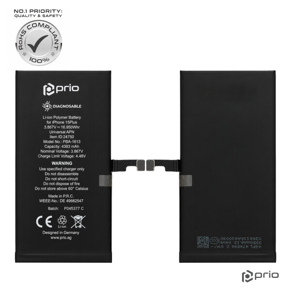 prio Diagnosable Battery for iPhone 15 Plus