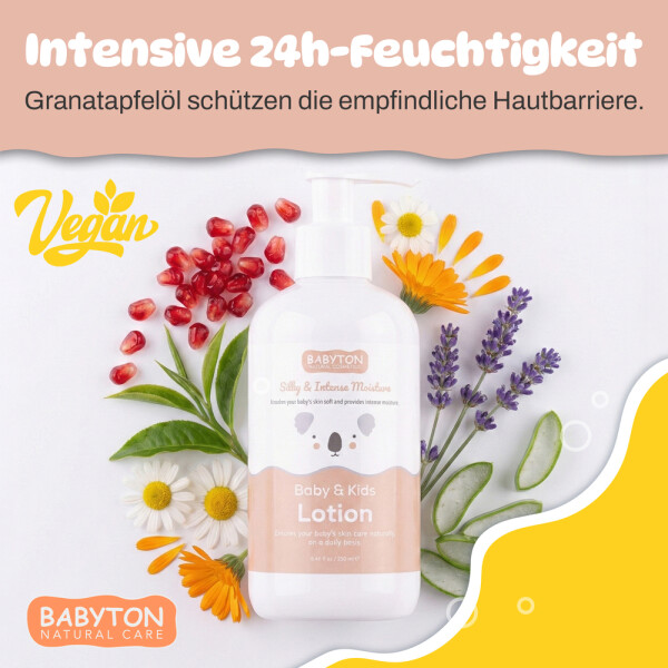 Babyton Baby & Kids Lotion 250ml | Vegan, Hypoallergenic, With Aloe Vera & Shea Butter