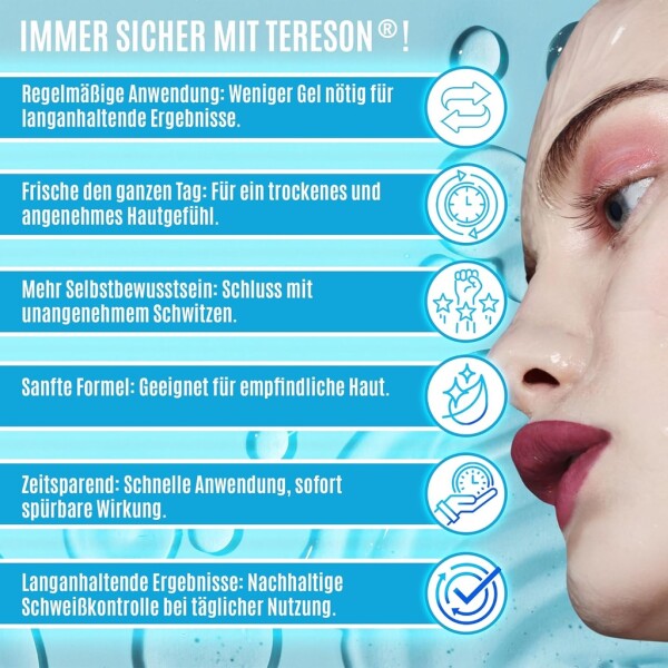 Tereson antiperspirant gel 50 ml, silné pocení, na pocení obličeje