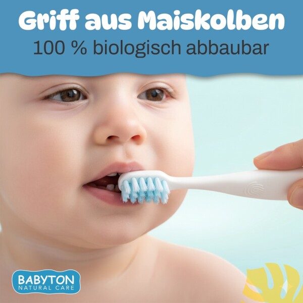 Babyton organic toothbrush made from corn, soft & environmentally friendly, ergonomic handle