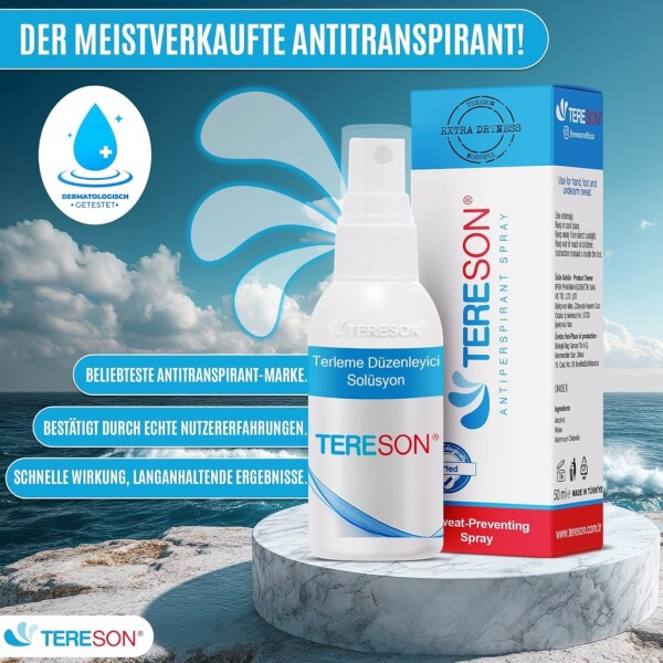 Tereson® 2x Anti Sweat Spray – Strong antiperspirant for hands & feet