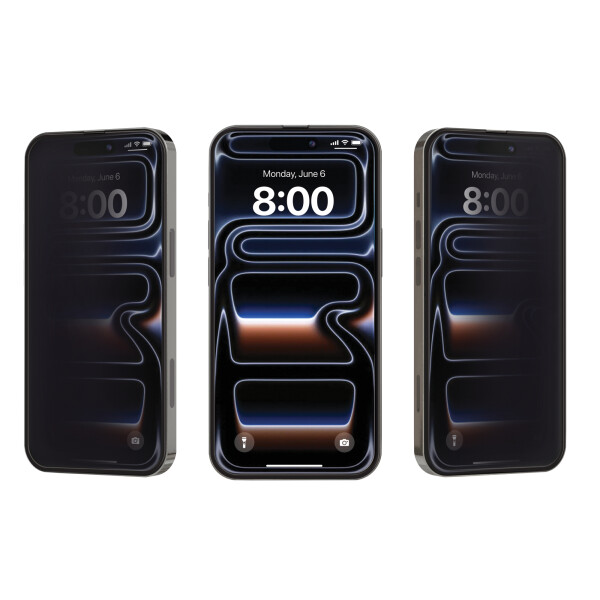 Verre trempé anti-espion 3D prio pour iPhone 18 Pro Max noir