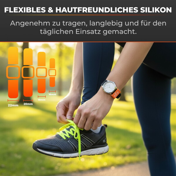 SOS-ID Armbandschlaufe. Innovativ und angenehm zu tragen. Orange